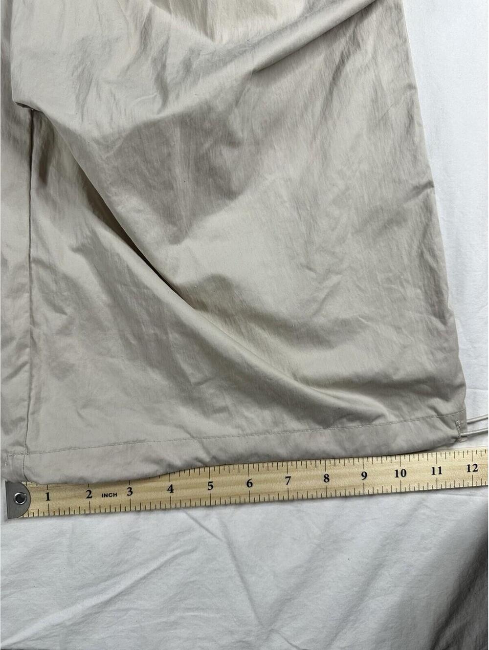 🤍 ZARA Women's S Beige Wide-Leg Pants Elastic Waist Drawstring Pockets 🤍 - Picture 3 of 13